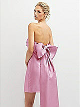 Alt View 1 Thumbnail - Powder Pink Strapless Satin Column Mini Dress with Oversized Bow