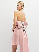 Alt View 1 Thumbnail - Rose - PANTONE Rose Quartz Strapless Satin Column Mini Dress with Oversized Bow