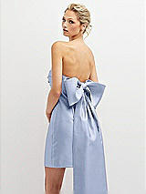 Alt View 1 Thumbnail - Sky Blue Strapless Satin Column Mini Dress with Oversized Bow