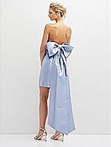Rear View Thumbnail - Sky Blue Strapless Satin Column Mini Dress with Oversized Bow
