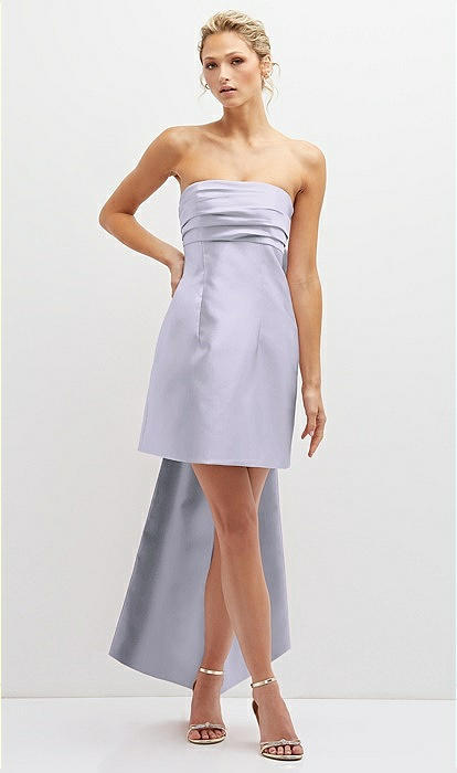 Silver Satin Strapless Dress