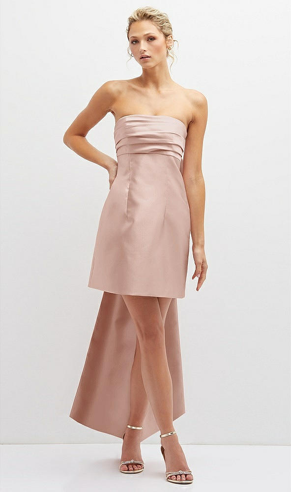 Front View - Toasted Sugar Strapless Satin Column Mini Dress with Oversized Bow