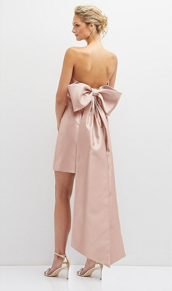 Back View - Toasted Sugar Strapless Satin Column Mini Dress with Oversized Bow