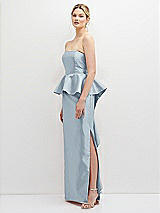 Side View Thumbnail - Mist Strapless Satin Maxi Dress with Cascade Ruffle Peplum Detail