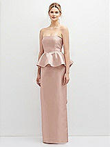 Front View Thumbnail - Toasted Sugar Strapless Satin Maxi Dress with Cascade Ruffle Peplum Detail