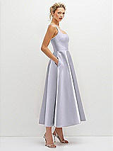 Side View Thumbnail - Silver Dove Square Neck Satin Midi Dress with Full Skirt & Pockets