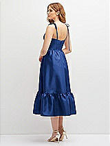 Rear View Thumbnail - Classic Blue Shirred Ruffle Hem Midi Dress with Self-Tie Spaghetti Straps and Pockets