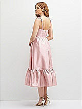 Rear View Thumbnail - Ballet Pink Shirred Ruffle Hem Midi Dress with Self-Tie Spaghetti Straps and Pockets