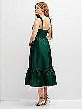 Rear View Thumbnail - Hunter Green Shirred Ruffle Hem Midi Dress with Self-Tie Spaghetti Straps and Pockets