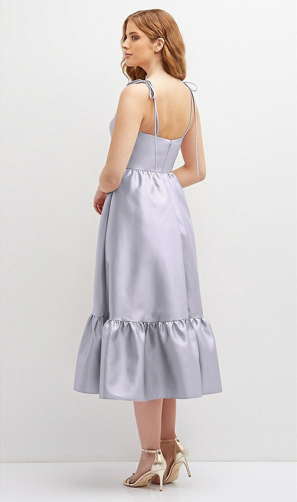 Back View - Silver Dove Shirred Ruffle Hem Midi Dress with Self-Tie Spaghetti Straps and Pockets