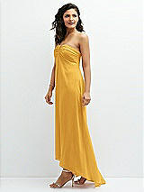 Side View Thumbnail - NYC Yellow Strapless Draped Notch Neck Chiffon High-Low Dress