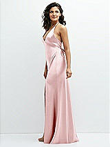Side View Thumbnail - Ballet Pink Plunge Halter Open-Back Maxi Bias Dress with Low Tie Back