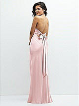 Rear View Thumbnail - Ballet Pink Plunge Halter Open-Back Maxi Bias Dress with Low Tie Back
