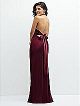 Rear View Thumbnail - Cabernet Plunge Halter Open-Back Maxi Bias Dress with Low Tie Back
