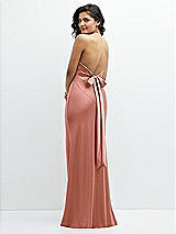 Rear View Thumbnail - Desert Rose Plunge Halter Open-Back Maxi Bias Dress with Low Tie Back