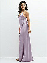Side View Thumbnail - Lilac Haze Plunge Halter Open-Back Maxi Bias Dress with Low Tie Back