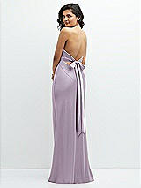Rear View Thumbnail - Lilac Haze Plunge Halter Open-Back Maxi Bias Dress with Low Tie Back