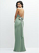 Rear View Thumbnail - Seagrass Plunge Halter Open-Back Maxi Bias Dress with Low Tie Back