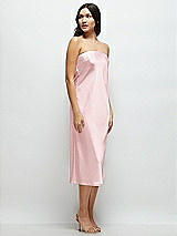 Side View Thumbnail - Ballet Pink Strapless Midi Bias Column Dress with Peek-a-Boo Corset Back