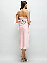 Rear View Thumbnail - Ballet Pink Strapless Midi Bias Column Dress with Peek-a-Boo Corset Back