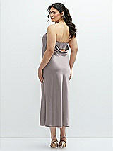 Alt View 3 Thumbnail - Cashmere Gray Strapless Midi Bias Column Dress with Peek-a-Boo Corset Back
