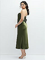 Alt View 2 Thumbnail - Olive Green Strapless Midi Bias Column Dress with Peek-a-Boo Corset Back
