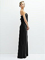 Side View Thumbnail - Black Strapless Maxi Bias Column Dress with Peek-a-Boo Corset Back