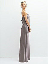 Side View Thumbnail - Cashmere Gray Strapless Maxi Bias Column Dress with Peek-a-Boo Corset Back