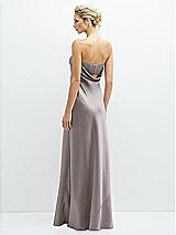 Rear View Thumbnail - Cashmere Gray Strapless Maxi Bias Column Dress with Peek-a-Boo Corset Back