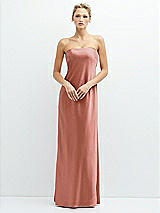 Front View Thumbnail - Desert Rose Strapless Maxi Bias Column Dress with Peek-a-Boo Corset Back