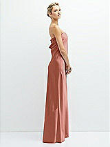 Side View Thumbnail - Desert Rose Strapless Maxi Bias Column Dress with Peek-a-Boo Corset Back