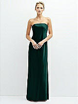 Front View Thumbnail - Evergreen Strapless Maxi Bias Column Dress with Peek-a-Boo Corset Back