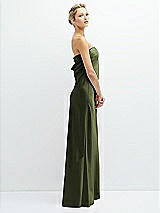 Side View Thumbnail - Olive Green Strapless Maxi Bias Column Dress with Peek-a-Boo Corset Back