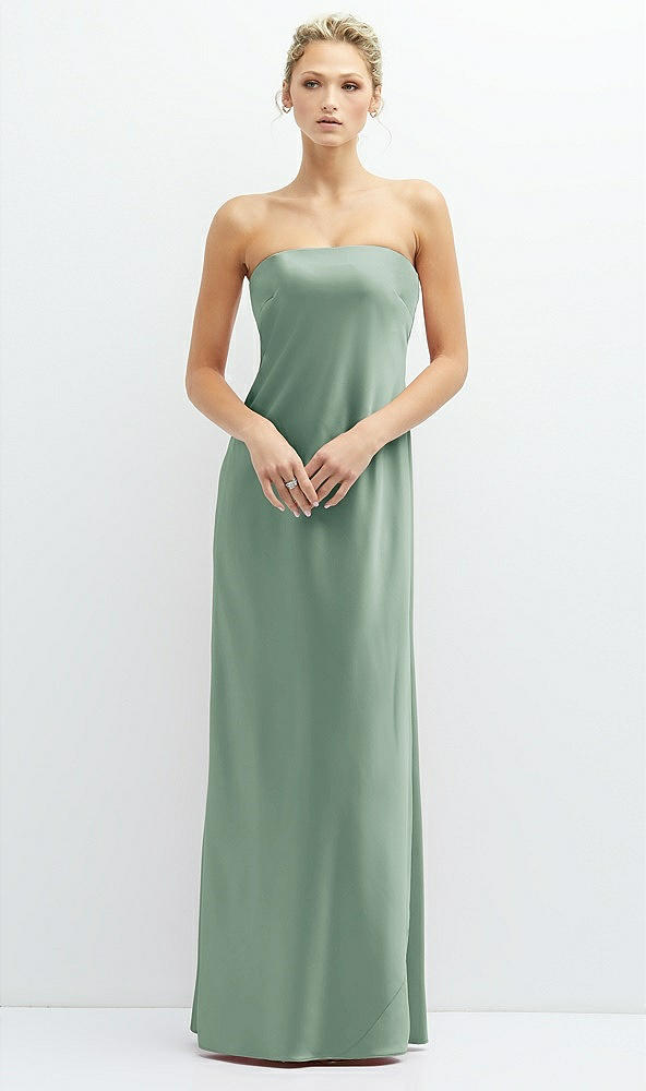 Front View - Seagrass Strapless Maxi Bias Column Dress with Peek-a-Boo Corset Back