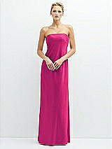 Front View Thumbnail - Think Pink Strapless Maxi Bias Column Dress with Peek-a-Boo Corset Back