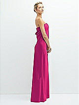 Side View Thumbnail - Think Pink Strapless Maxi Bias Column Dress with Peek-a-Boo Corset Back