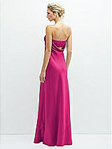 Rear View Thumbnail - Think Pink Strapless Maxi Bias Column Dress with Peek-a-Boo Corset Back