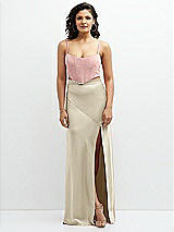 Front View Thumbnail - Champagne Satin Mix-and-Match High Waist Seamed Bias Skirt