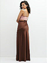 Rear View Thumbnail - Cognac Satin Mix-and-Match High Waist Seamed Bias Skirt