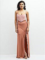 Front View Thumbnail - Copper Penny Satin Mix-and-Match High Waist Seamed Bias Skirt