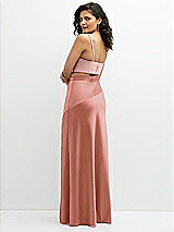 Rear View Thumbnail - Desert Rose Satin Mix-and-Match High Waist Seamed Bias Skirt