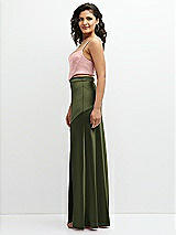 Side View Thumbnail - Olive Green Satin Mix-and-Match High Waist Seamed Bias Skirt