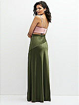 Rear View Thumbnail - Olive Green Satin Mix-and-Match High Waist Seamed Bias Skirt