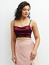 Front View Thumbnail - Cabernet Satin Mix-and-Match Draped Midriff Top