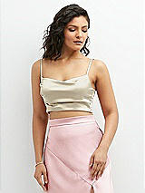 Front View Thumbnail - Champagne Satin Mix-and-Match Draped Midriff Top