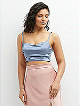 Front View Thumbnail - Cloudy Satin Mix-and-Match Draped Midriff Top