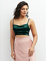 Front View Thumbnail - Evergreen Satin Mix-and-Match Draped Midriff Top