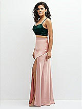 Side View Thumbnail - Evergreen Satin Mix-and-Match Draped Midriff Top
