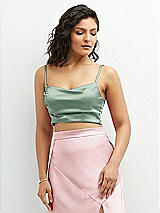 Front View Thumbnail - Seagrass Satin Mix-and-Match Draped Midriff Top