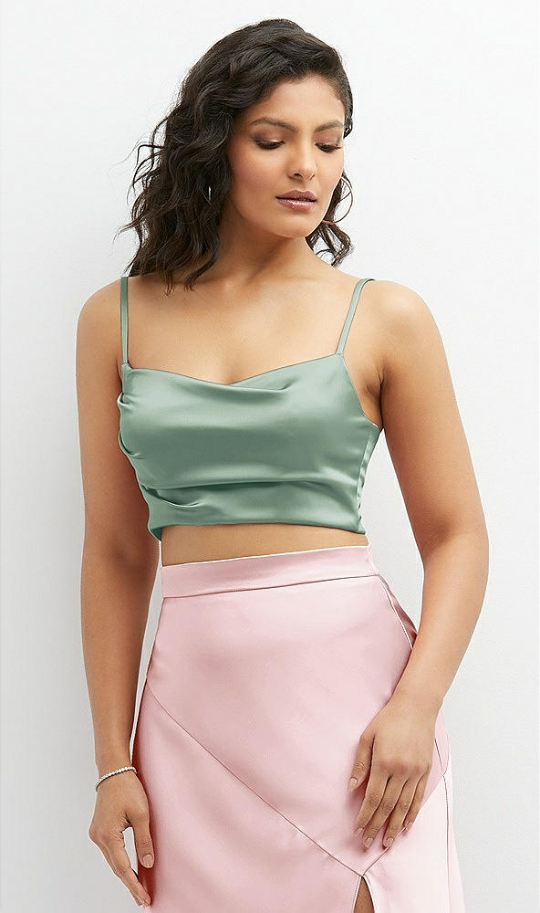 Front View - Seagrass Satin Mix-and-Match Draped Midriff Top